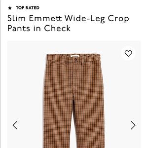 Madewell slim Emmett pants/check print
